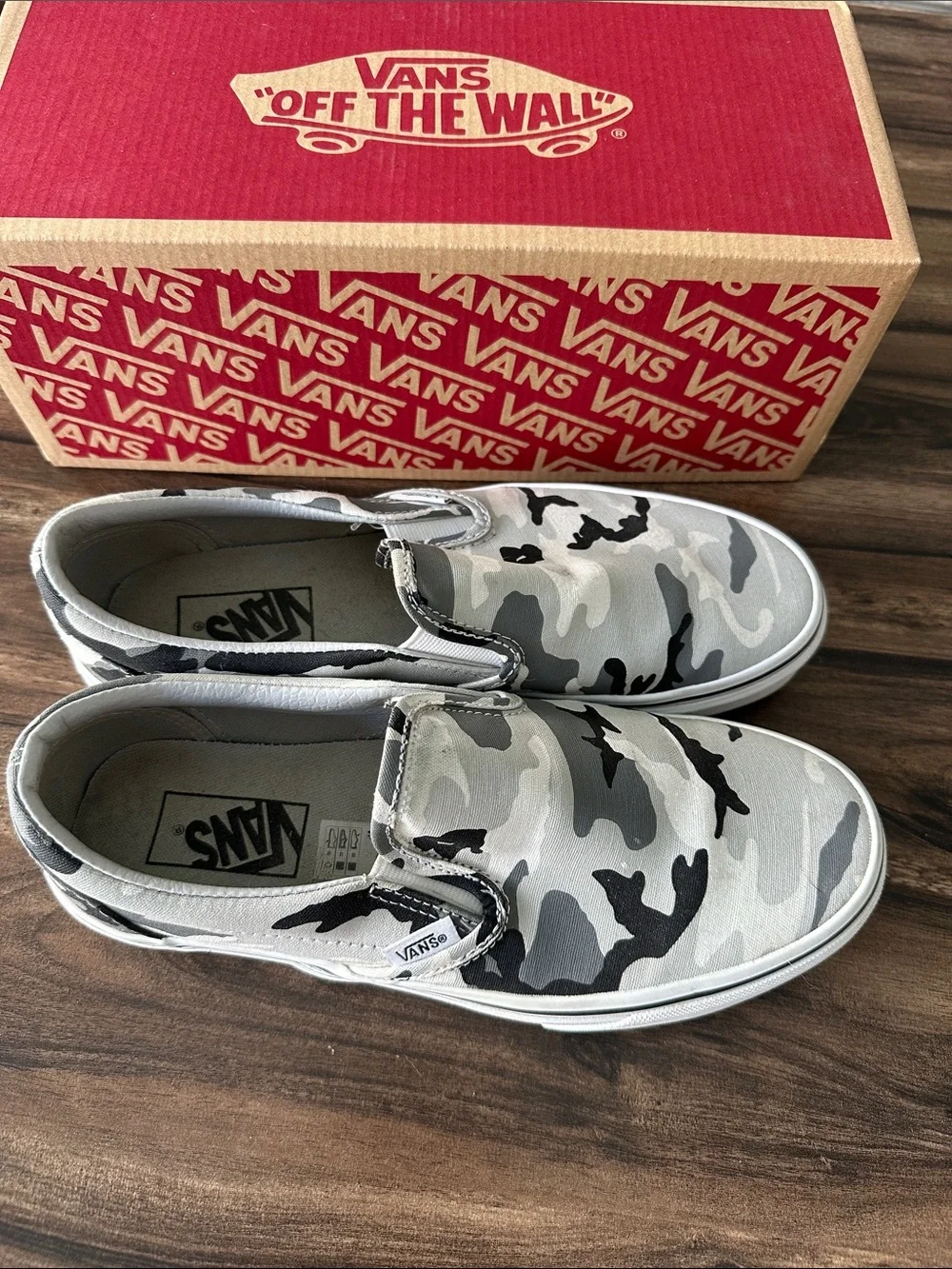 Vans Kids Slip-On Sneakers in Gray Camo